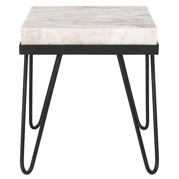 SAFAVIEH Jada 18 in. Multi Gray Stone/Black Square Marble End Table