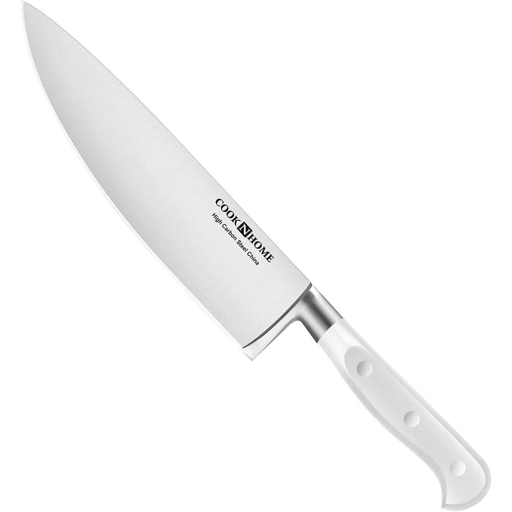 White 15-Piece Kitchen Knife Set with Bamboo Block