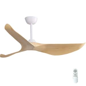 Blade Span 52 in. Indoor/Outdoor Oak Modern Ceiling Fan with Remote Included for Bedroom or Living Room