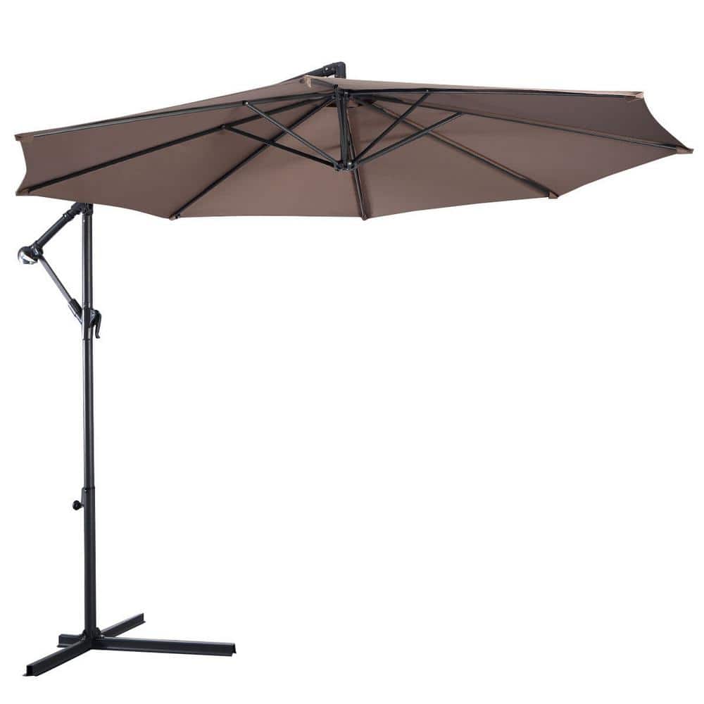 10 ft. Steel Outdoor Cantilever Solar Tilt Half Patio Umbrella