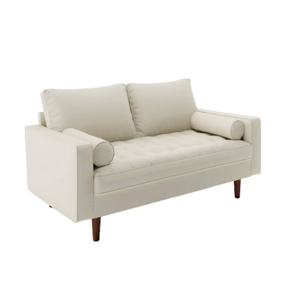Us Pride Furniture Lincoln 50 4 In, White Tufted Faux Leather Sofa