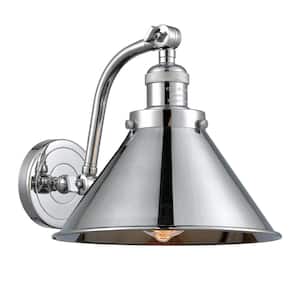 Briarcliff 8 in. 1-Light Polished Chrome Wall Sconce with Polished Chrome Metal Shade