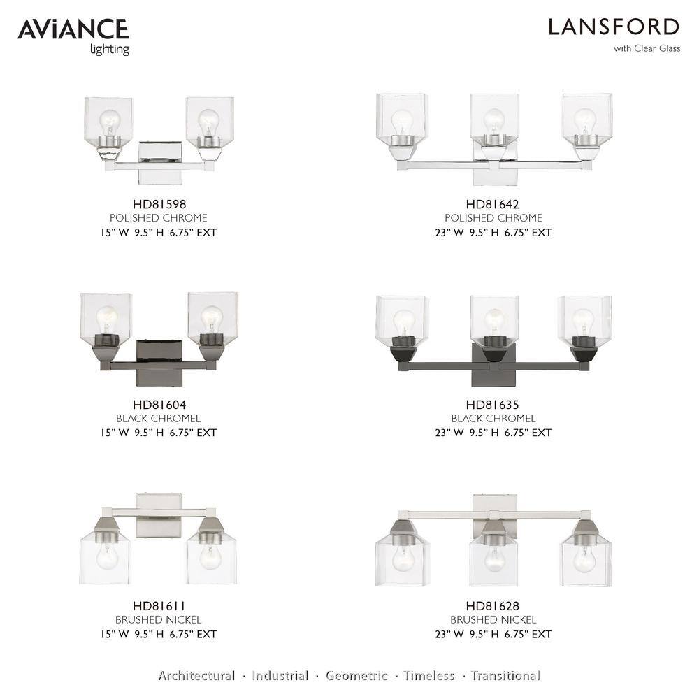 Polished Chrome 2-Light Vanity Sconce with Clear Glass Shades