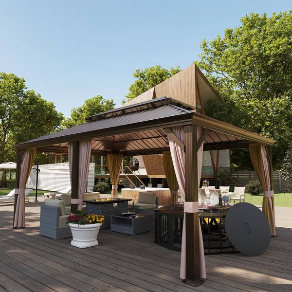 JOYSIDE 12 ft. x 20 ft. Aluminum Outdoor Gazebo Double Galvanized