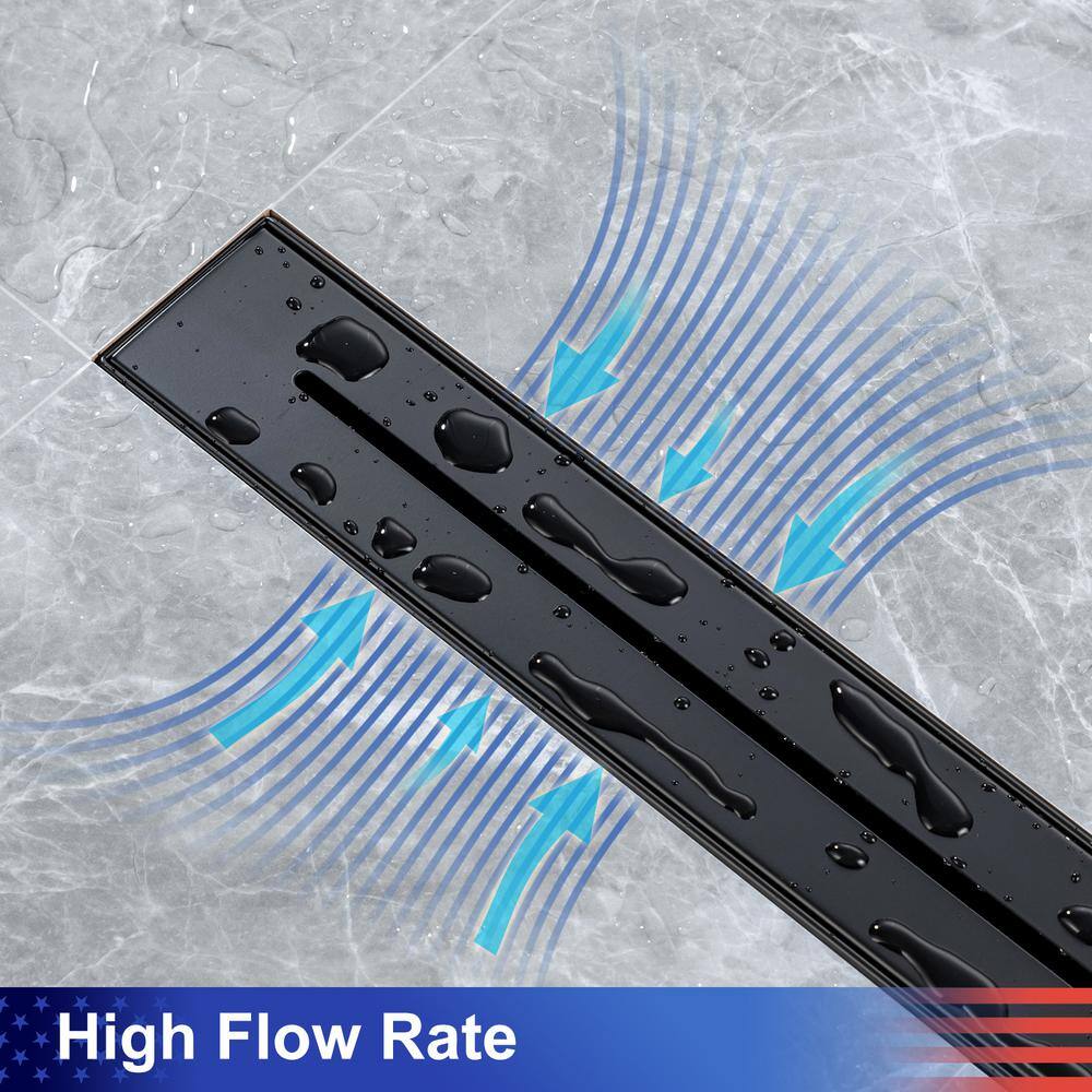 24'' Matte Black Stainless Steel Linear Shower Drain
