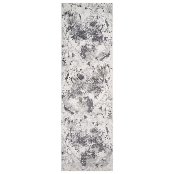 Amer Rugs Clifton 2 ft. 7 in.  x  9 ft.  Ivory Abstract Pattern Runner Rug for High Traffic Entryway Hallway Laundry Room