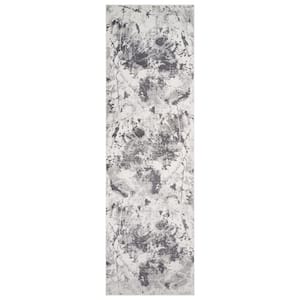 Avant Ivory Gray 3 ft. x 9 ft. Abstract Runner Rug