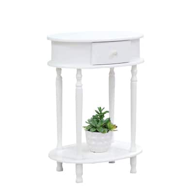 White Oval End Table