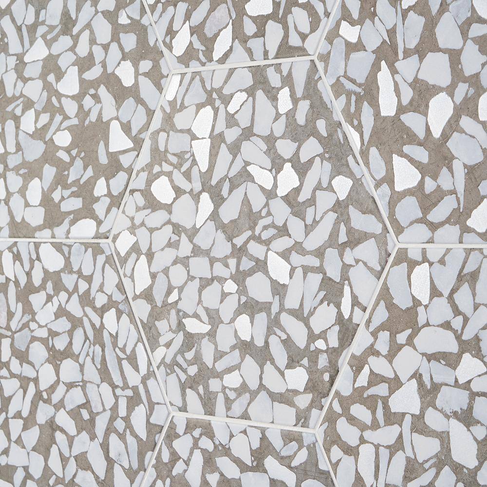 Grigio Terrazzo Look Hexagon Matte Porcelain Floor & Wall Tile