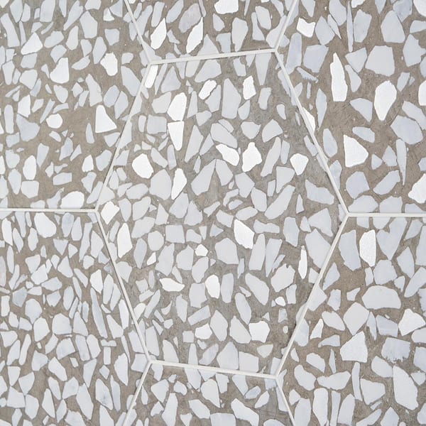 Ivy Hill Tile Fusion Hex Grigio Terrazzo 9.13 in. x 10.51 in
