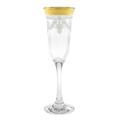 Lorren Home Trends 5 oz. Red Color with Gold Champagne Flute Stem Set (Set  of 4) 1520 - The Home Depot