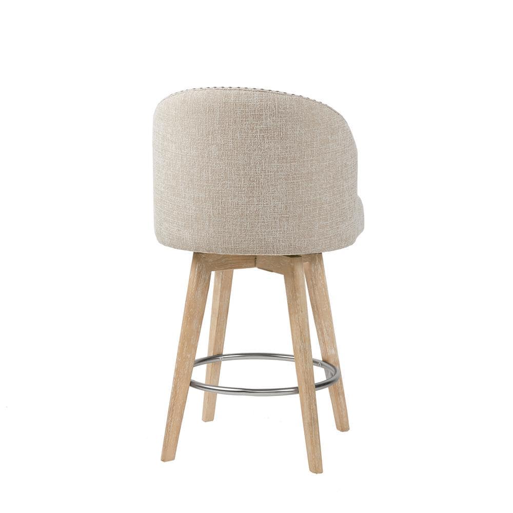 Grattan Swivel Counter Height Barstool Cream - Madison Park: Upholstered, Nailhead, 360° Rotate