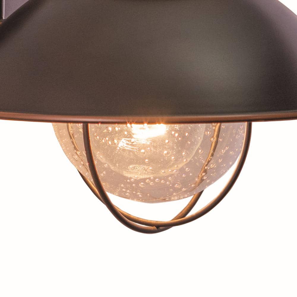 Burnished Bronze Nautical Steel Wall Sconce with Seeded Glass