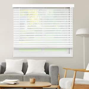 Pre-Cut White Cordless Room Darkening Faux Wood Blind with 2 in. Slats 15.75 in. W x 48 in. L