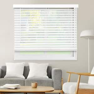 Basic Collection Pre-Cut White Cordless Room Darkening Faux Wood Blind with 2 in. Slats 15 in. W x 72 in. L