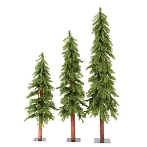 4 ft., 5 ft., and 6 ft. Unlit Natural Alpine Artificial Christmas Tree Set
