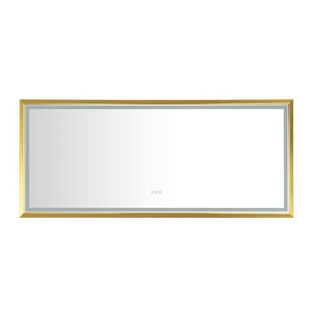 WELLFOR 96 in. W x 48 in. H Rectangular Aluminum Framed AntiFog Dimmable LED Wall Mount