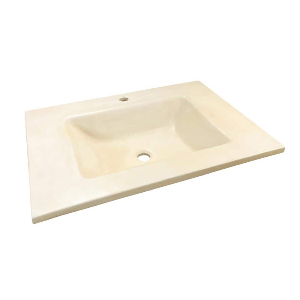 31" Cream Concrete Single Rectangular Sink Top