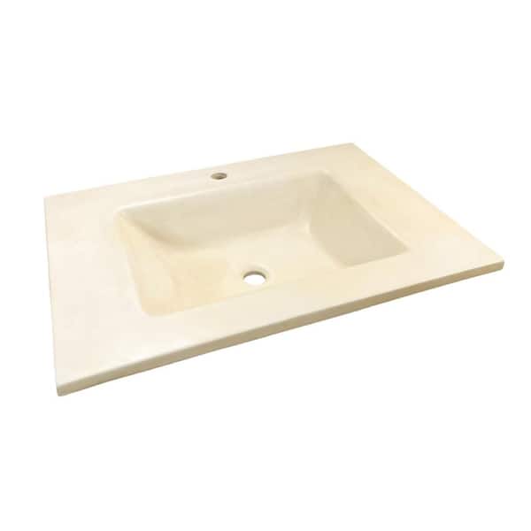 Bellaterra Home 31 in. W x 22 in. D Concrete Single Basin Vanity Top in Cream with Cream Rectangle Basin