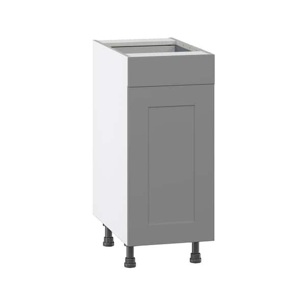J COLLECTION Bristol Painted Slate Gray Shaker Assembled Base Kitchen Cabinet with a Drawer (15 in. W x 34.5 in. H x 24 in. D)