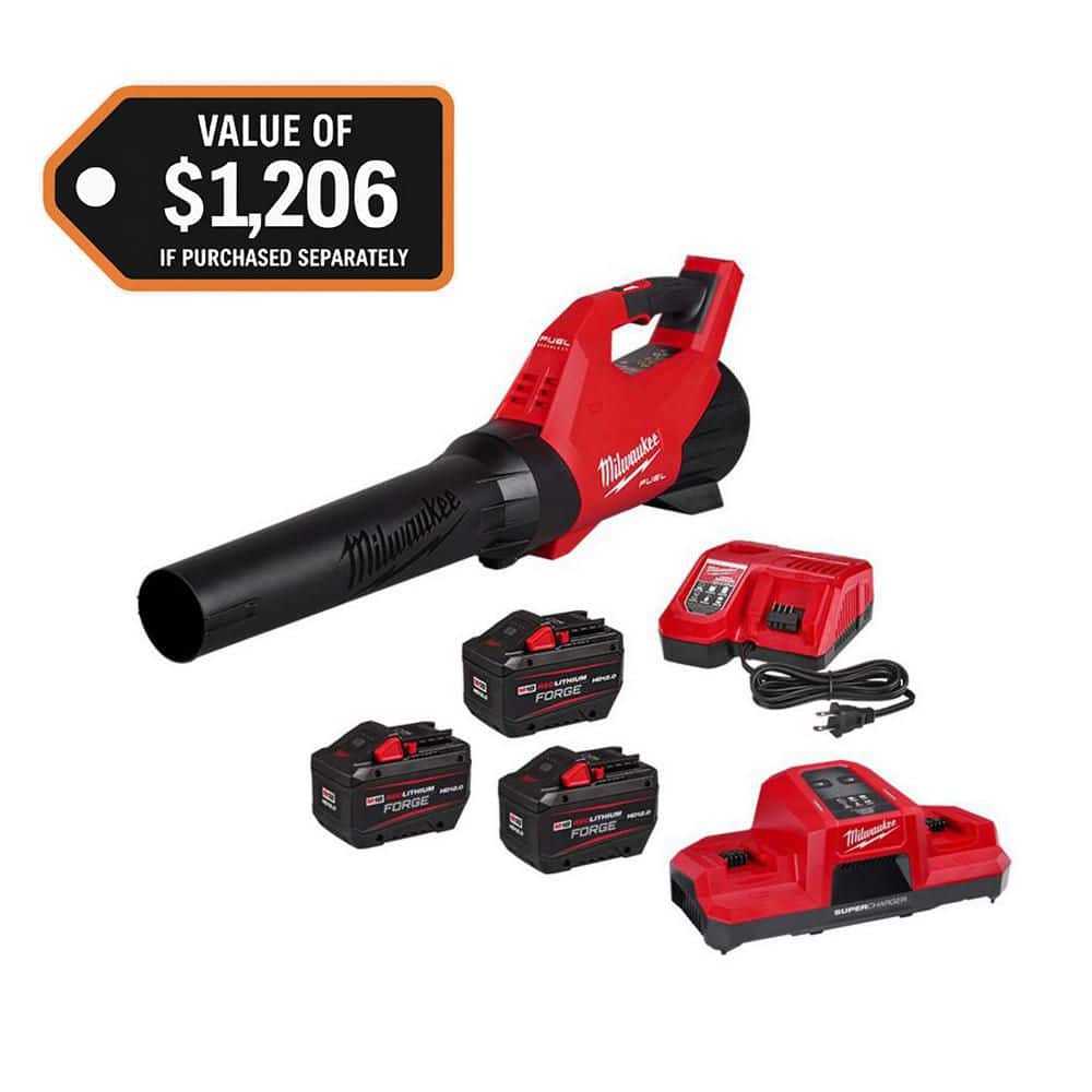MILWAUKEE M18 FUEL 120 MPH 500 CFM 18V Brushless Cordless Battery Powered Blower Kit w/ (3) 12.0 Ah Battery, Rapid & Super Charger (3017-13115x)