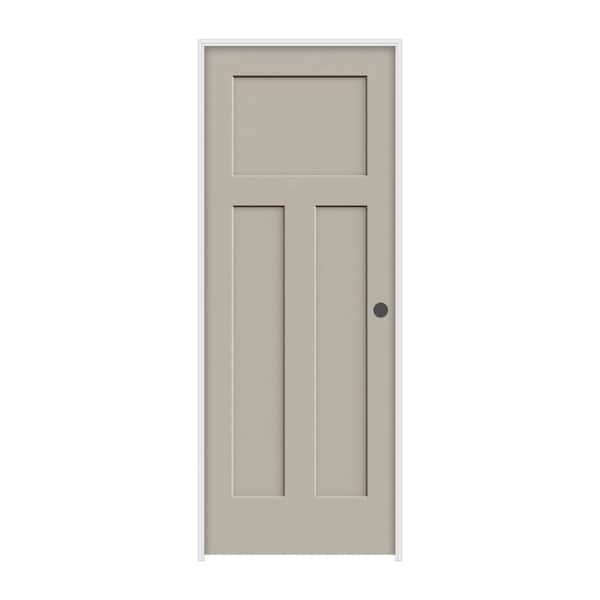 JELD-WEN 28 in. x 80 in. Craftsman Desert Sand Painted Left-Hand Smooth Molded Composite Single Prehung Interior Door