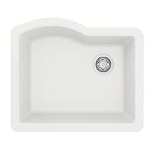 Undermount Quartz Composite 24 in. Single Bowl Kitchen Sink in White