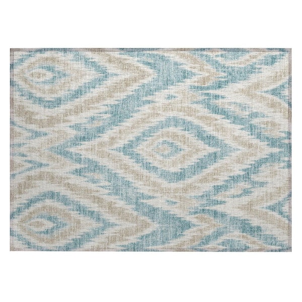 Chantille Machine Washable Indoor/Outdoor Abstract ACN3071 Teal 2 ft. x 3 ft. Accent Rug