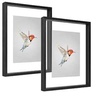 11x14 black Floating Frames (Set of 2), Picture Frame Wall Mount or Tabletop Standing