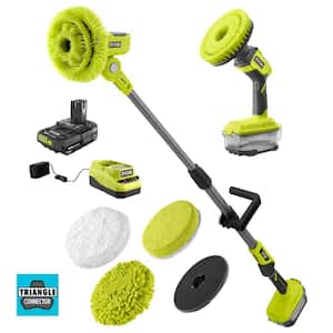 ONE+ 18V Cordless Telescoping Power Scrubber and Compact Power Scrubber Kit w/ Battery, Charger, & 4-Piece Microfiber