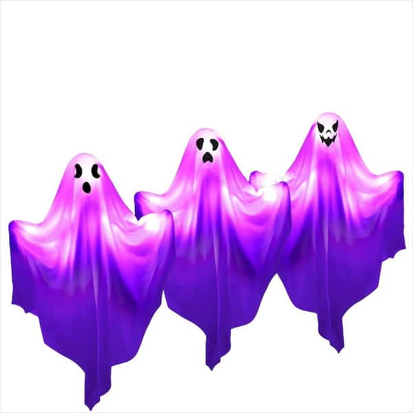 20 in. Halloween Ghost Light Stakes, LED Lighted Ghost for Lawn, Yard, Patio (3-Pack)