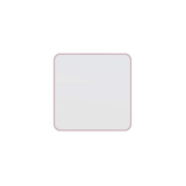 Glass Warehouse 22 in. W x 22 in. H Framed Radius Corner Stainless Steel Mirror in Pink
