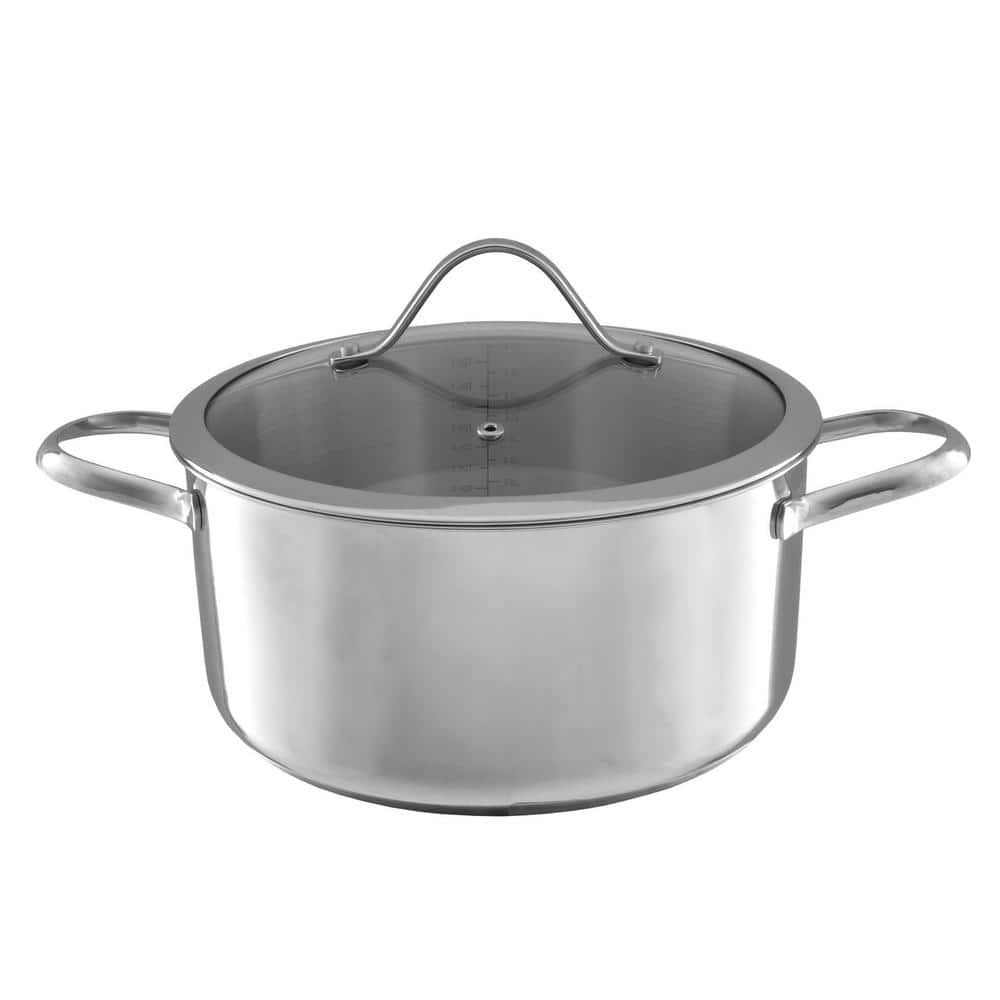 Classic Cuisine 6 qt. Stainless Steel Stock Pot with Glass Lid HW031044 The Home Depot