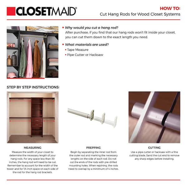 ClosetMaid Style+ 55.12 in. W - 121.12 in. W Coastal Teak Hanging Wood Closet System Kit with Top Shelves