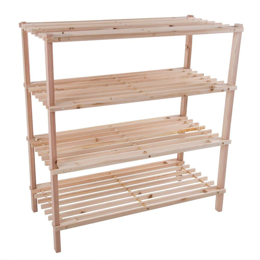 4-Tier Farmhouse Rustic Brown Wood Shoes Storage Rack – MyGift