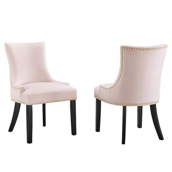 MODWAY Marquis Pink Performance Velvet Nailhead Trim Dining Side Chairs (Set of 2)