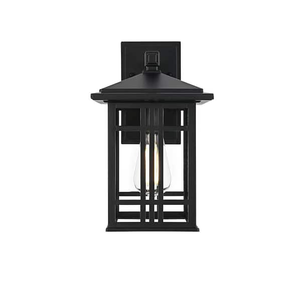 13 in. Black Outdoor Hardwired Wall Sconce with No Bulbs Included