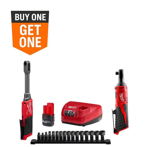 M12 FUEL INSIDER 12V Lithium-Ion Brushless 1/4-3/8 in. Extended Reach Box Cordless Ratchet Kit w/ Battery & 3/8 Ratchet