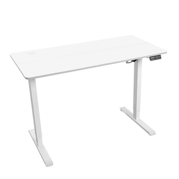 47.2 in. Rectangular White Steel Compact Electric Standing Desk with Adjustable Height
