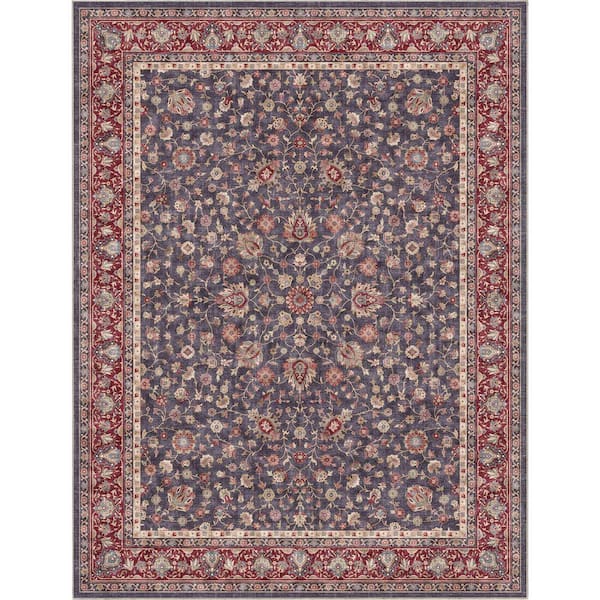 Well Woven Asha Rome Vintage, Oriental Persian, Navy Blue Red 9 ft. 10 in. x 13 ft. Area Rug