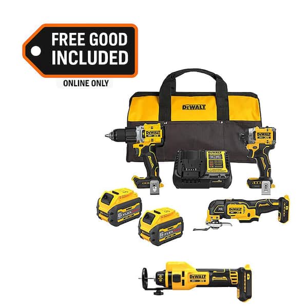 20V MAX Lithium-Ion Cordless 3-Tool Combo Kit and Drywall Cut-Out Tool with (2) Flexvolt 6.0 Ah Batteries and Charger