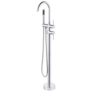 2-Handle Freestanding Tub Faucet with Hand Shower in Chrome