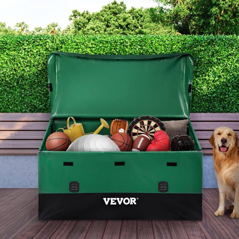 Green and Black Polyethylene Plastic Deck Box with Galvanized Frame