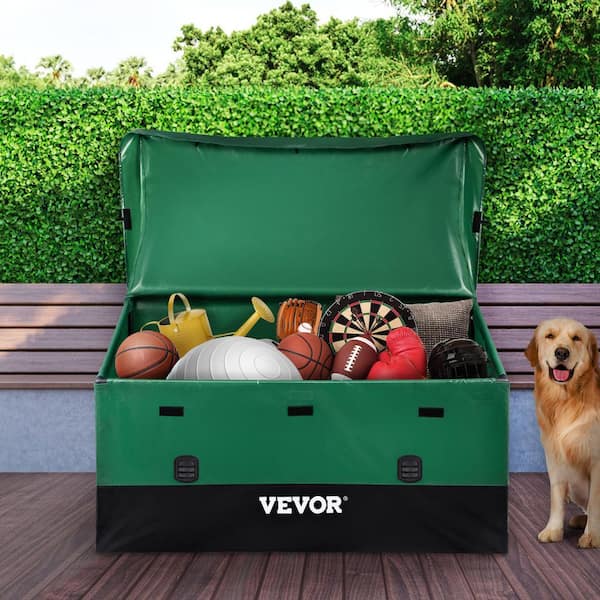 Outdoor Storage Box 150 Gal. All-Weather Protection Portable PE Tarpaulin Deck Box with Galvanized Frame for Garden,Yard