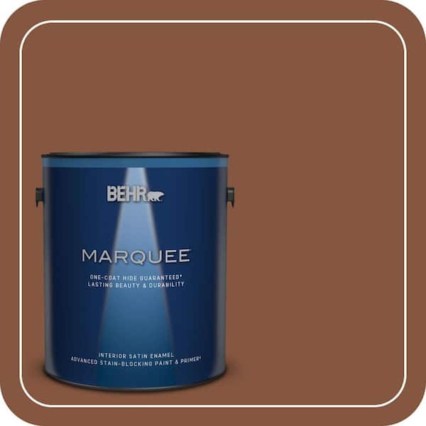 BEHR MARQUEE 1 gal. #230F-7 Florence Brown Satin Enamel Interior Paint & Primer