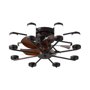 21.7 in. Smart Indoor Coffee Brown Standard Ceiling Fan with Integrated LED Dimmable Light and 6 Speeds Reversible