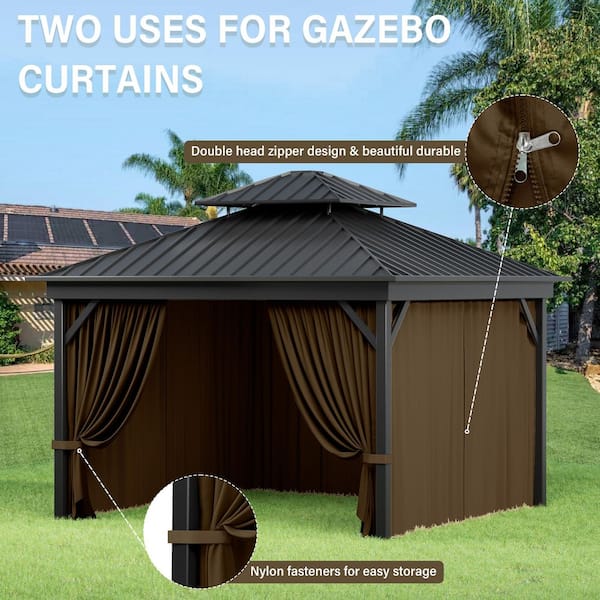 Kimunuk 10 ft. x 10 ft. Universal Outdoor Privacy Curtains, Gazebo