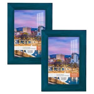 Woodgrain 4 in. x 6 in. Ocean Blue Picture Frame (Set of 2)