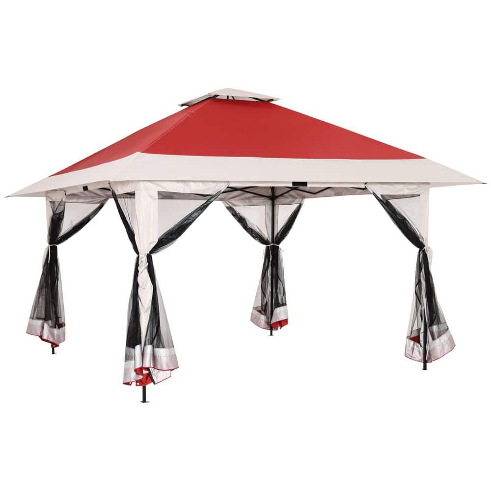 13 ft. x 13 ft. Red Instant Pop Up Gazebo Canopy Tent Shelter with Zippered