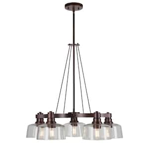 Acopa 5-Light Antique Bronze Chandelier with Clear Glass
